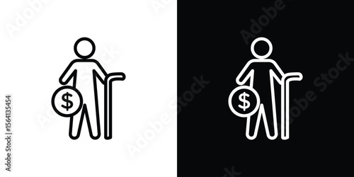 Retirement icon symbol outline style. Editable icon in EPS10