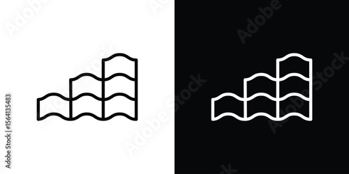 Roof tile icon symbol outline style. Editable icon in EPS10
