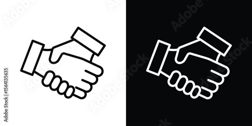 Shake hands icon symbol outline style. Editable icon in EPS10