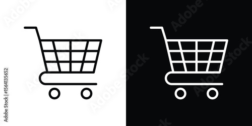 Shopping cart icon symbol outline style. Editable icon in EPS10