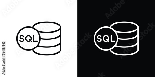 SQL icon symbol outline style. Editable icon in EPS10