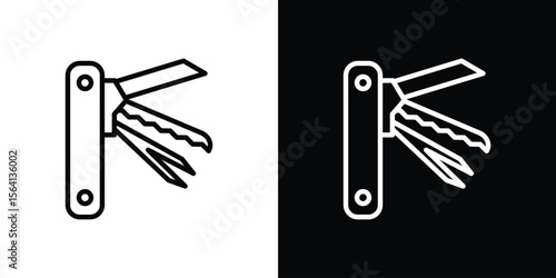 Swiss Knife icon symbol outline style. Editable icon in EPS10