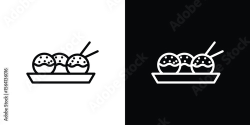Foto Takoyaki icon symbol outline style. Editable icon in EPS10