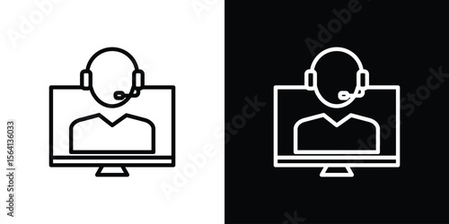 Tech support icon symbol outline style. Editable icon in EPS10