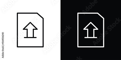 Upload file icon symbol outline style. Editable icon in EPS10