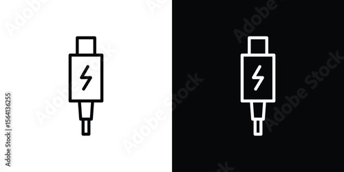USB type c icon symbol outline style. Editable icon in EPS10