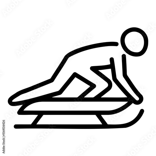 Luge icon featuring athlete in position on sled, minimalist outline design