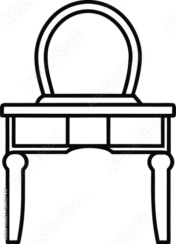 vanity table icon line art vector illustration on transparent background	
