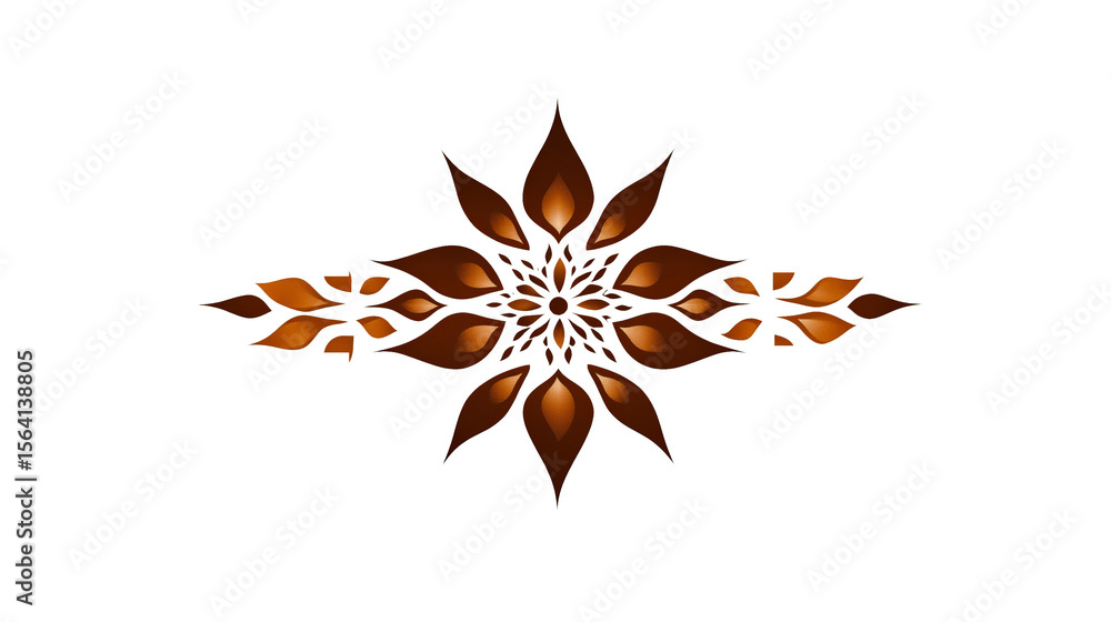 Ornamental design shows floral shapes in gradations of brown against a , creating symmetrical patterns. Ornamental design shows floral shapes in gradations of brown against a , creating symmetrical patterns.