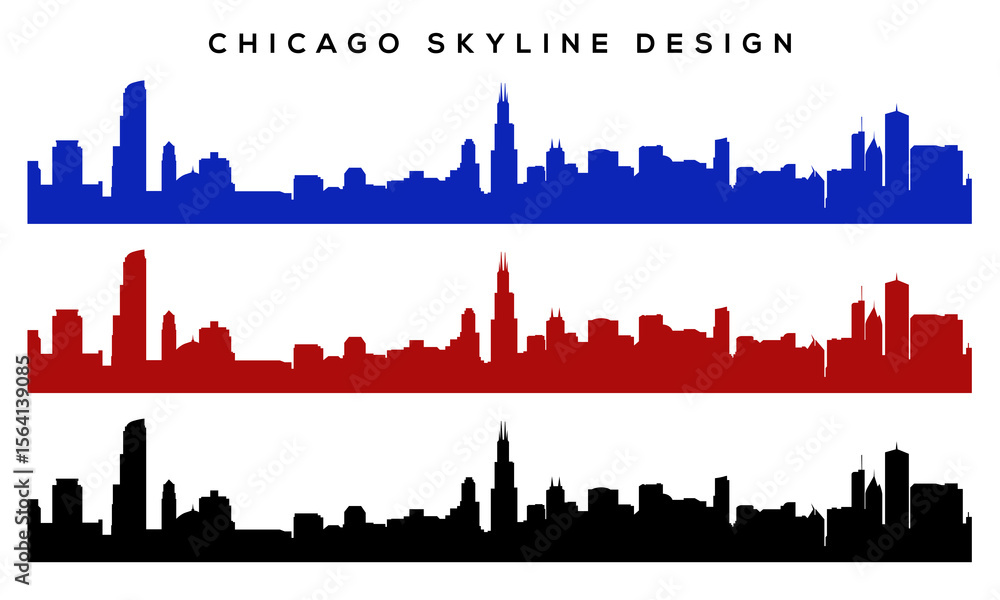 Fototapeta premium Chicago Skyline Silhouette – Iconic Cityscape Vector
