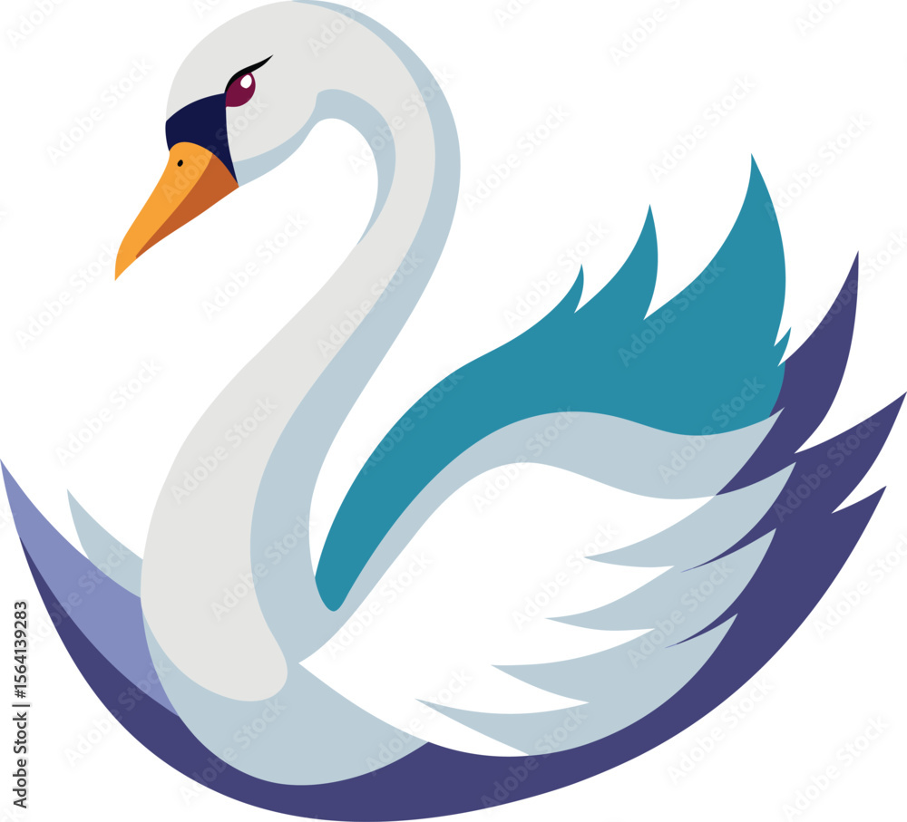 Fototapeta premium Swan Illustration vector design with editable 