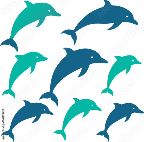 Dolphin silhouette bundle vector design with editable