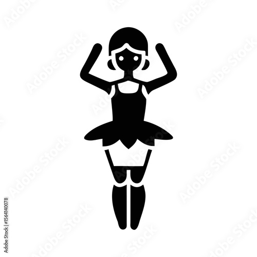Stylized ballerina performing a classical ballet pose with a tutu and arms raised