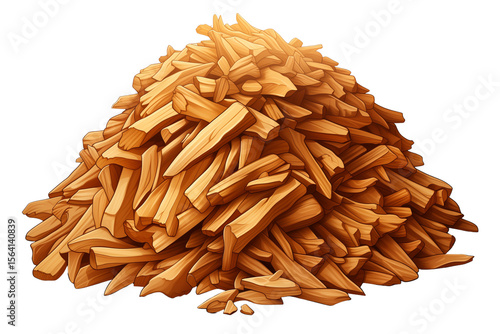 Eco Friendly Design Element: Vector Illustration Of Premium Quality Natural Wood Chips Isolated On Transparent Background for Garden and Creative Projects.