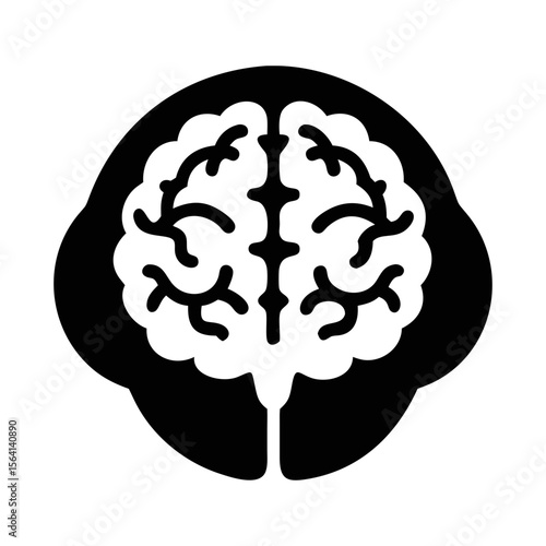 Stylized black and white brain illustration representing intelligence and medical concepts