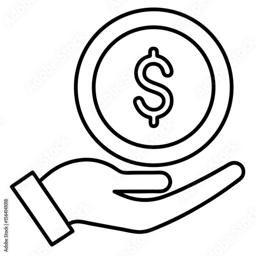 Minimalist open hand holding a dollar sign a symbol of financial assistance