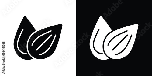 Almond icon simple flat graphic illustrations. Black and white silhouette vector