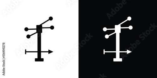 Anemometer icon simple flat graphic illustrations. Black and white silhouette vector