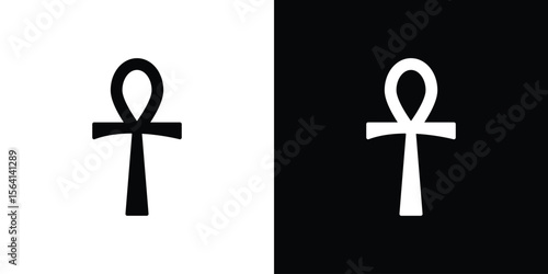 Ankh icon simple flat graphic illustrations. Black and white silhouette vector