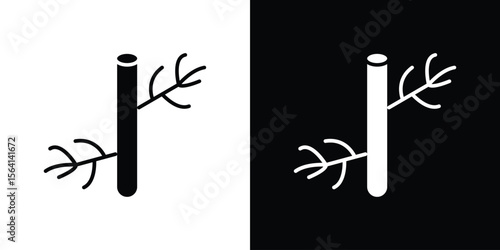 Blood vessel icon simple flat graphic illustrations. Black and white silhouette vector