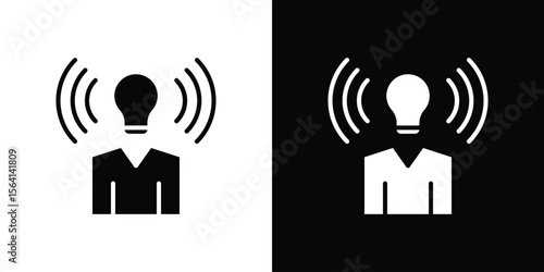 Brand awareness icon simple flat graphic illustrations. Black and white silhouette vector