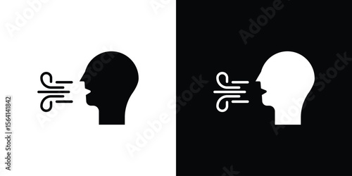 Breath icon simple flat graphic illustrations. Black and white silhouette vector