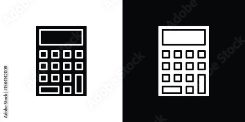 Calculator icon simple flat graphic illustrations. Black and white silhouette vector