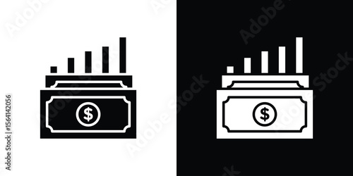 capital gain icon simple flat graphic illustrations. Black and white silhouette vector