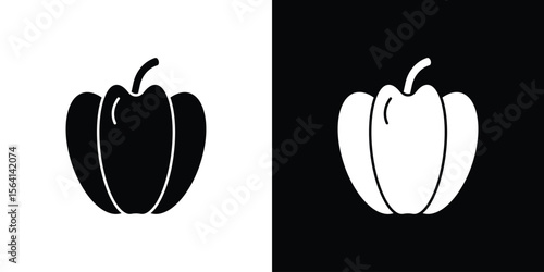 Capsicum icon simple flat graphic illustrations. Black and white silhouette vector