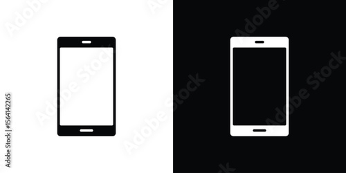 Cell phone icon simple flat graphic illustrations. Black and white silhouette vector