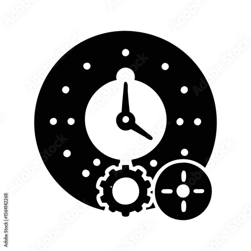 A symbolic representation of time management involving gears, clock and target