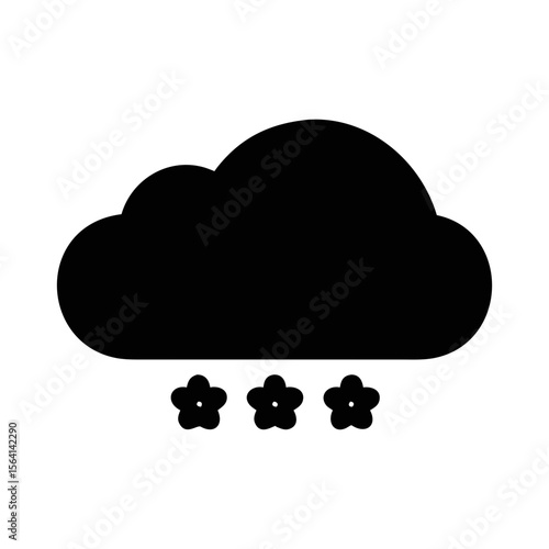 Spring showers a black cloud raining flowers in black and white illustration