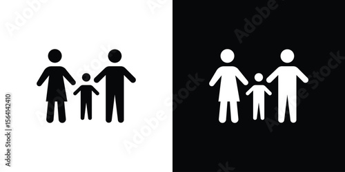 Child custody icon simple flat graphic illustrations. Black and white silhouette vector