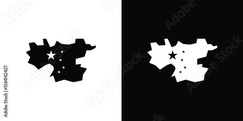 China map icon simple flat graphic illustrations. Black and white silhouette vector