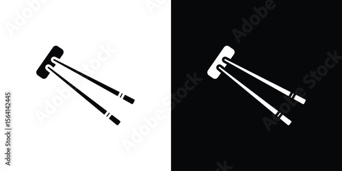 Chopsticks icon simple flat graphic illustrations. Black and white silhouette vector