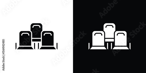 Cinema seat icon simple flat graphic illustrations. Black and white silhouette vector