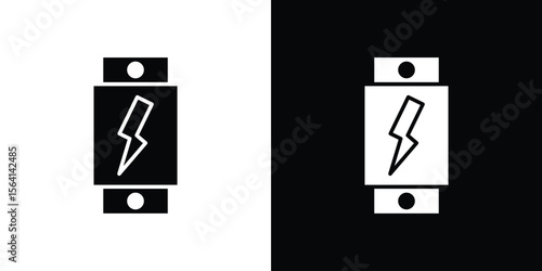 Circuit Breaker icon simple flat graphic illustrations. Black and white silhouette vector