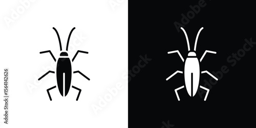Cockroach icon simple flat graphic illustrations. Black and white silhouette vector