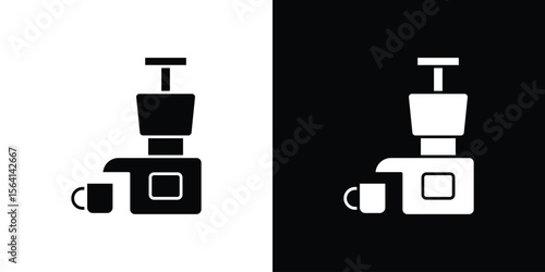 Cold pressed juicer icon simple flat graphic illustrations. Black and white silhouette vector