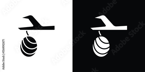 Cocoon icon simple flat graphic illustrations. Black and white silhouette vector