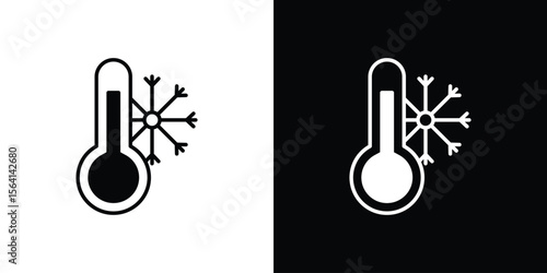 Cold icon simple flat graphic illustrations. Black and white silhouette vector