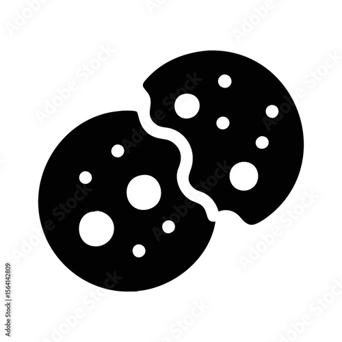 Broken chocolate chip cookie icon a symbol of simple indulgence treat