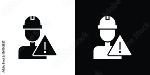 Construction risk icon simple flat graphic illustrations. Black and white silhouette vector