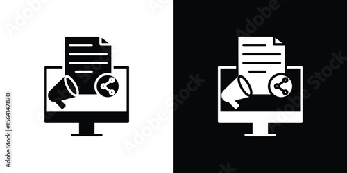 Content marketing icon simple flat graphic illustrations. Black and white silhouette vector