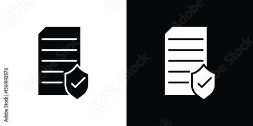 Contract coverage icon simple flat graphic illustrations. Black and white silhouette vector