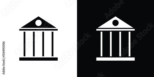 Courthouse icon simple flat graphic illustrations. Black and white silhouette vector