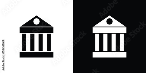 Courthouse icon simple flat graphic illustrations. Black and white silhouette vector