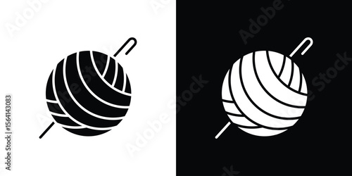 Crochet icon simple flat graphic illustrations. Black and white silhouette vector