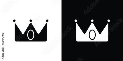 Crown icon simple flat graphic illustrations. Black and white silhouette vector