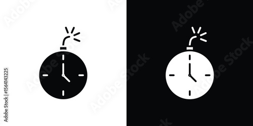 Deadline icon simple flat graphic illustrations. Black and white silhouette vector